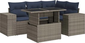 vidaXL Set mobilier grădină cu perne 5 piese gri poliratan