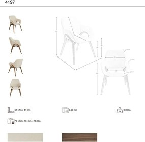 Scaun modern design italian, Lemn, Tesatura, Beige