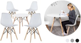 4 buc scaune moderne cu masa pentru bucatarie-alb