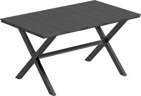 Outsunny Masă de grădină pentru 6 persoane cu suprafață din lamele HDPE și structură metalică 150x90x74 cm negru | Aosom Romania