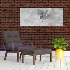 Tablou - Bufniță,alb-negru (120x50 cm)