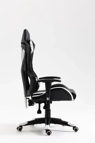 RESIGILAT-Scaun gaming, design racing, spatar Mesh, funcție recliner, SIG 5038, Negru/Alb