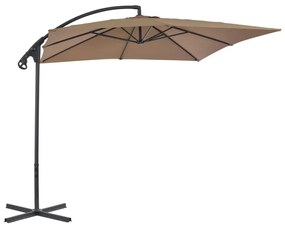 Umbrela suspendata cu stalp din otel, gri taupe, 250 x 250 cm