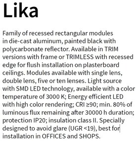 Corp incastrabil cu 2 spoturi LED LIKA FI TRIM 06W 3000K