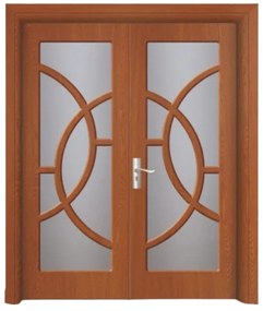 Usa Dubla de Interior din MDF Novo Doors ND220, Geam Sablat, Cadru din Lemn Masiv, KIT COMPLET, Toc , Manere si balamale incluse (Culoare: Wenge,