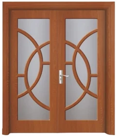 Usa Dubla de Interior din MDF Novo Doors ND220, Geam Sablat, Cadru din Lemn Masiv, KIT COMPLET, Toc , Manere si balamale incluse (Culoare: Wenge,