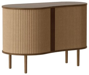 Comodă maro-maro deschis cu aspect de lemn de stejar cu ușă glisantă 100x67x50 cm Audacious – UMAGE