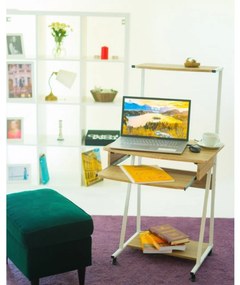 Birou pentru copii Novokids™ Shelf Computer desk, Cadru metalic, Cu raft depozitare si tavita retractabila pentru tastatura, Dimensiuni 60x50x117 cm,
