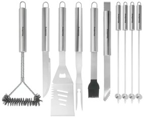 Set ustensile pentru gratar/BBQ, 10 piese, inox, Klausberg KB7901
