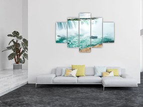 Tablou cu cascadele și corabie (150x105 cm)