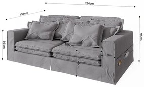 Canapea gri deschis 236 cm Nora – Ropez