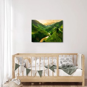 Tablou pe sticlă - Terase de orez Mu Cang Chai (70x50 cm)