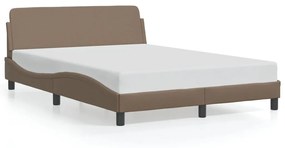 373182 vidaXL Cadru de pat cu tăblie, cappuccino, 140x190 cm, piele ecologică