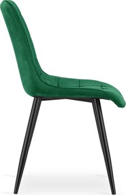 Scaun de masa SPLIT VELVET cu picioare negre, verde