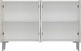 Consola, Hanah Home, Afra KM120, 120x75x29.6 cm, Alb / Marmură Efes / Argint