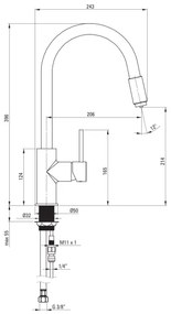 Baterie pentru chiuvetă Deante ASTER BCA_B64M, negru/alamă