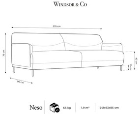 Canapea Windsor &amp; Co Sofas Neso, 235 cm, turcoaz