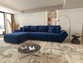 Colțar extensibil dumonde cu ladă de depozitare si sezut confortabil din spuma high-density, Berlin XL Royal Albastru 350x185 cm