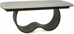 Masa extensibilă Casablanca Ceramic bej lucios/cupru L198-274xl98 cm
