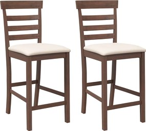 vidaXL Scaune de bar cu perne 2 buc din cauciuc din lemn masiv maro