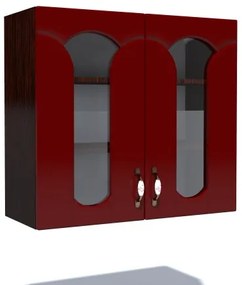 Corp superior vitrina 80 cu 2 usi Zebra MDF tulip rosu