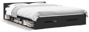 3280756 vidaXL Cadru de pat cu sertare, negru, 120x200 cm, lemn prelucrat