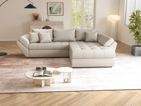 Colțar extensibil dumonde cu ladă de depozitare si sezut confortabil din spuma high-density, Loana Enjoy Bej II 270x185 cm