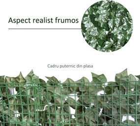 Outsunny Gard Artificial în Rolă pentru Balcon și Grădină din PE anti-UV, Gard Viu Fals cu Frunze, 300x150 cm, Verde | Aosom Romania