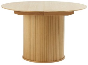 Masă de dining rotundă extensibilă cu aspect de lemn de stejar ø 120 cm Nola – Unique Furniture