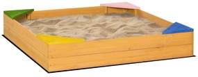 Outsunny Cutie din Lemn pentru Nisip pentru Copii, cu Material Netesut, cu Efect de Lemn Natural | AOSOM RO
