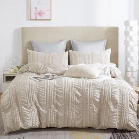 Lenjerie de pat din microfibră creponată NELLA smântână