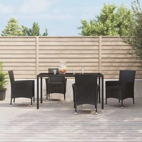 3187326 vidaXL Set mobilier de grădină cu perne, 5 piese, negru, poliratan