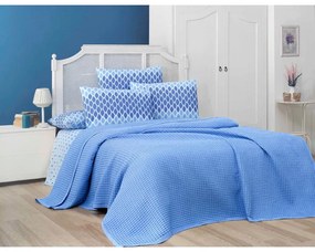 Cuvertură albastră din bumbac 220x240 cm Waffle – Mila Home
