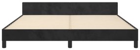 Cadru de pat cu tablie, negru, 160x200 cm, catifea Negru, 160 x 200 cm