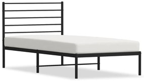 352312 vidaXL Cadru pat metalic cu tăblie, negru, 90x200 cm