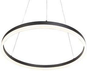 Lampă suspendată de design neagră 60 cm cu LED inclus cu dimmer în 3 trepte - Anello