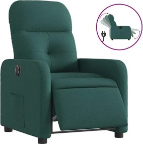 vidaXL Fotoliu rabatabil electric, verde închis, material textil