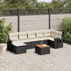 3224670 vidaXL Set mobilier de grădină cu perne, 8 piese, negru, poliratan