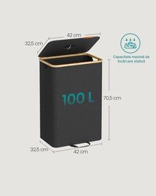 Coș pentru sortarea sticlelor și dozelor ECOVIA, 100l, negru/bej SongmicsHome