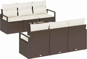 vidaXL Set de canapea 7 pcs Maro și Crem poliratan