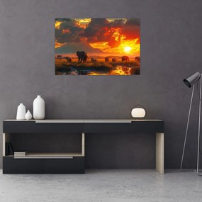 Tablou - Turmă de elefanți (90x60 cm)