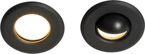 Set de 5 spoturi încastrate moderne negre, inclusiv LED IP67 - Linsey