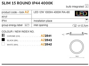 Spot LED pentru baie incastrat IP44 Slim 15 round 4000K crom