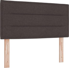 vidaXL Tăblie LED cu benzi LED cu headboard Maro închis 90 cm țesătură