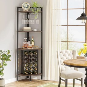 RVI3 - Rafturi Vin pentru colt, 40x40x160 cm, depozitare vin, raft stil industrial, bucatarie, living, dining - Maro