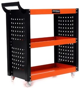 Cărucior pentru atelier cu 3 rafturi Black/Orange KD365