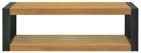 Dulap de baie suspendat, 110x45x35 cm, lemn masiv de tec Maro si negru, 110 x 45 x 35 cm, 1