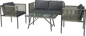 Outsunny Set de Exterior din Rattan 2 Fotolii, Canapea și Măsuță Gri | Aosom Romania