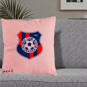 Perna Personalizata FC Bihor Oradea 1902 Fotbal, 40x40 cm, Roz, Husa Detasabila, Perna Inclusa, BEKZ®