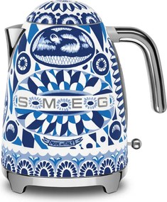 Cana electrica SMEG Dolce & Gabbana KLF03DGBEU, 2400 W, 1,7 l, Baza rotativa la 360°, Finisaj lucios, Albastru mediteranean